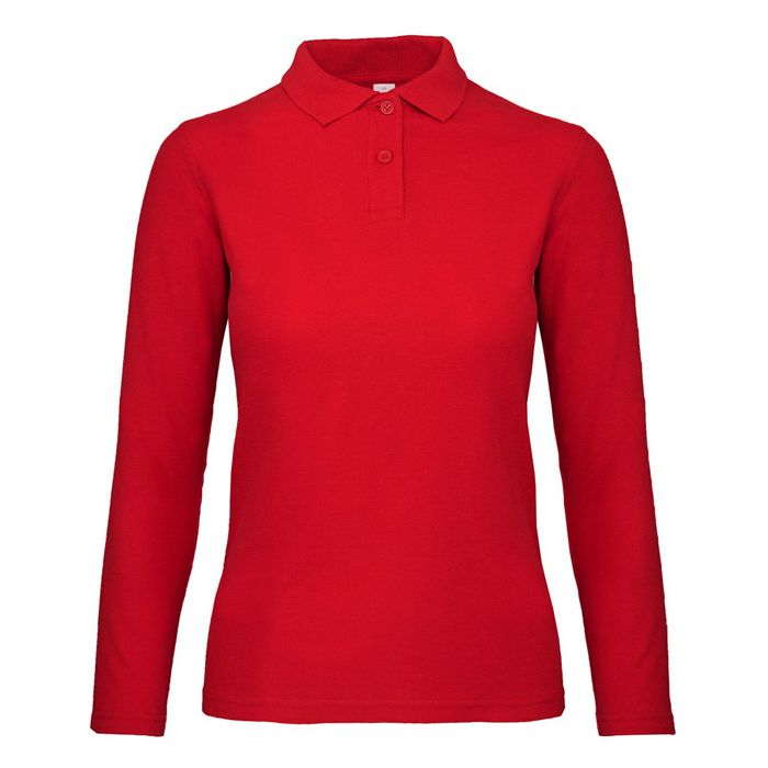 -Majica dugi rukavi polo B&C ID.001 LSL/women 180g crvena 3XL