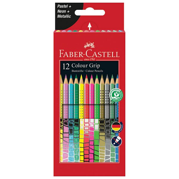 Boje drvene  12boja Grip 2001(neon+metalik+pastel) Faber Castell 201569 blister