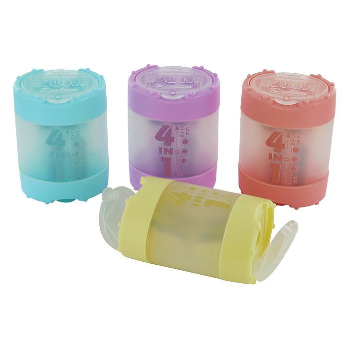 Šiljilo pvc s pvc kutijom 4rupe 4in1 K4 KUM.3640621 sortirano pastel