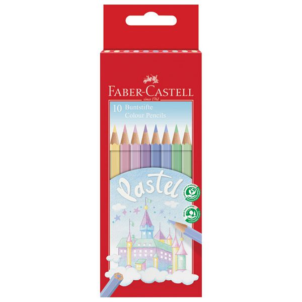 Boje drvene  10boja pastel Faber Castell 111211 blister