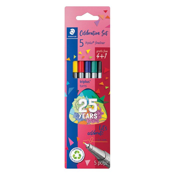 Flomaster fineliner 0,3mm pk4+1 gratis Triplus 25 years Staedtler 334 BK5 TA