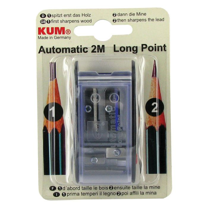 Šiljilo metalno 4rupe-za olovke i 2 mm tehničke Automatic AS2M KUM.1053122 plavo/prozirno blister