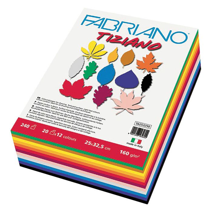 Papir u boji 25x32,5 cm 160g pk240 Tiziano Maxipack Fabriano sortirano
