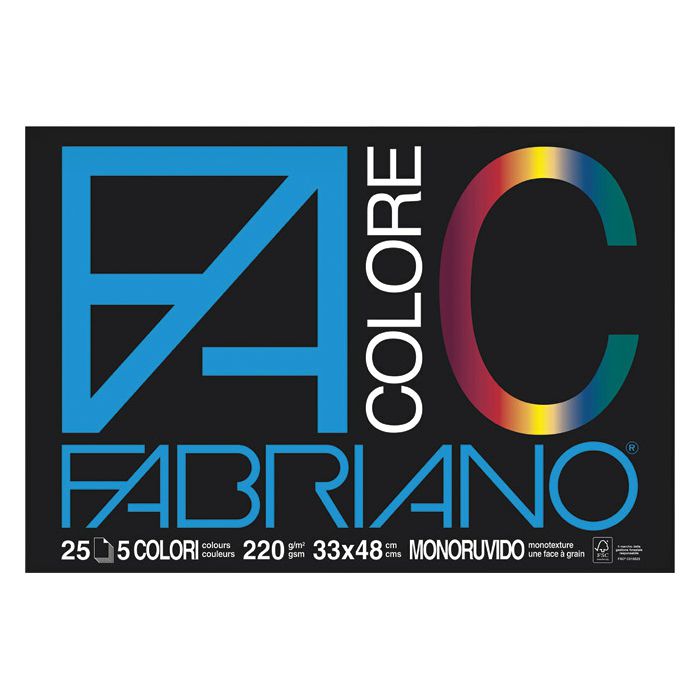 Papir u boji A3+ 220g u bloku pk25 Bristol Colore Fabriano sortirano