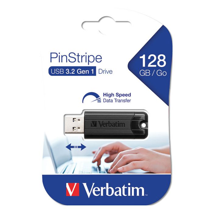 Memorija USB128GB 3.0 PinStripe Verbatim 49319 crna blister
