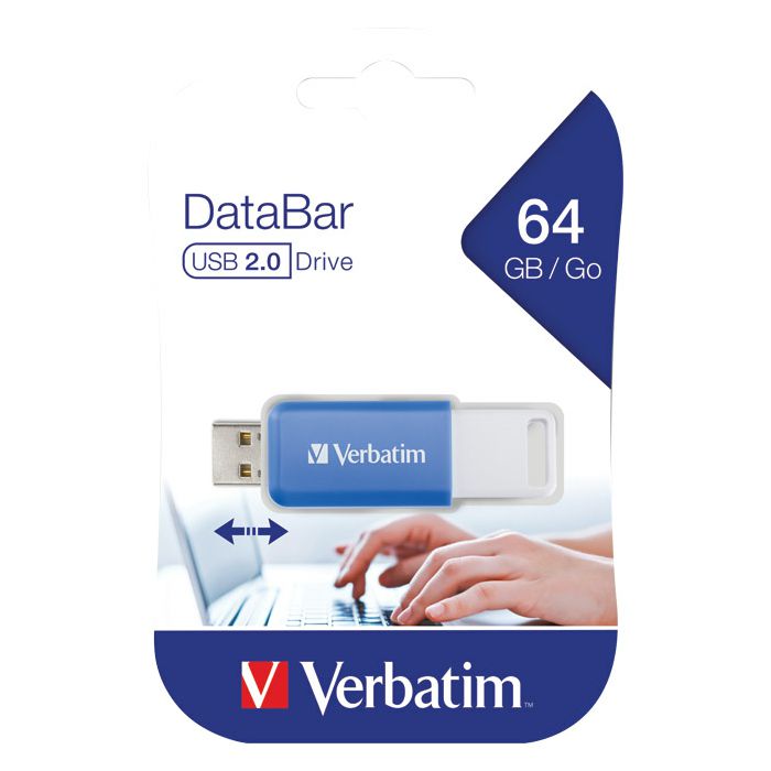 Memorija USB 64GB 2.0 DataBar Verbatim 49455 plava blister