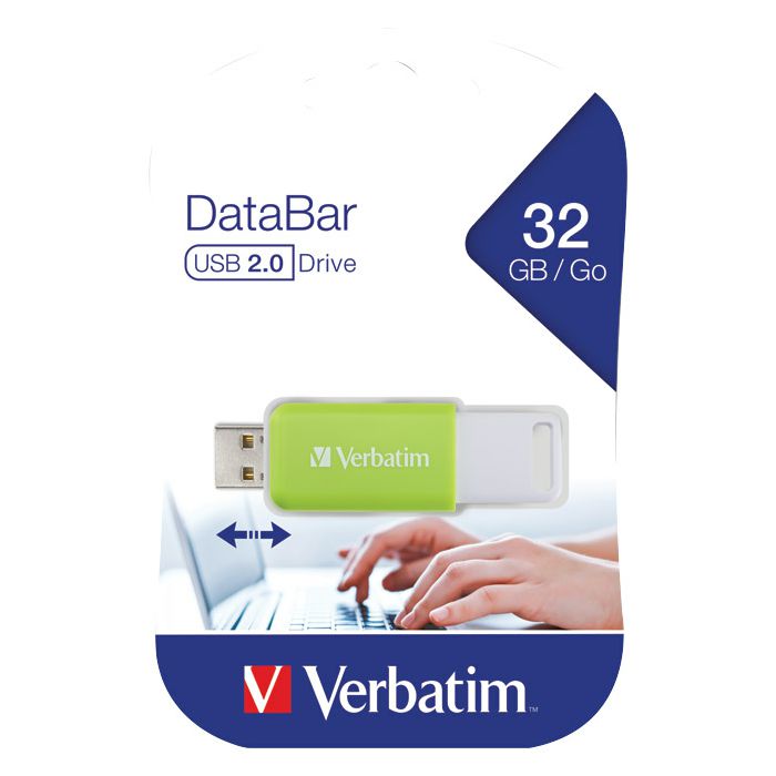 Memorija USB 32GB 2.0 DataBar Verbatim 49454 zelena blister