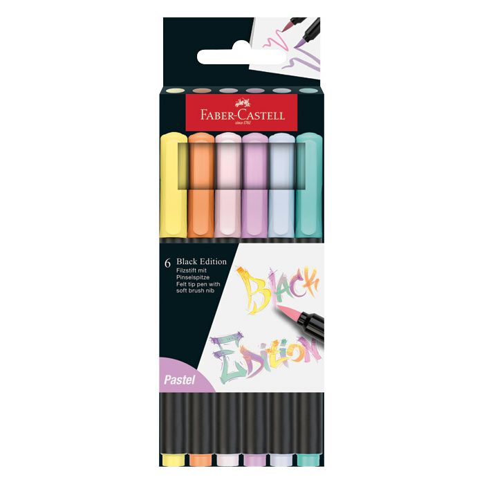 Flomaster brushpen  6boja Black Edition Faber Castell 116453 pastel blister 