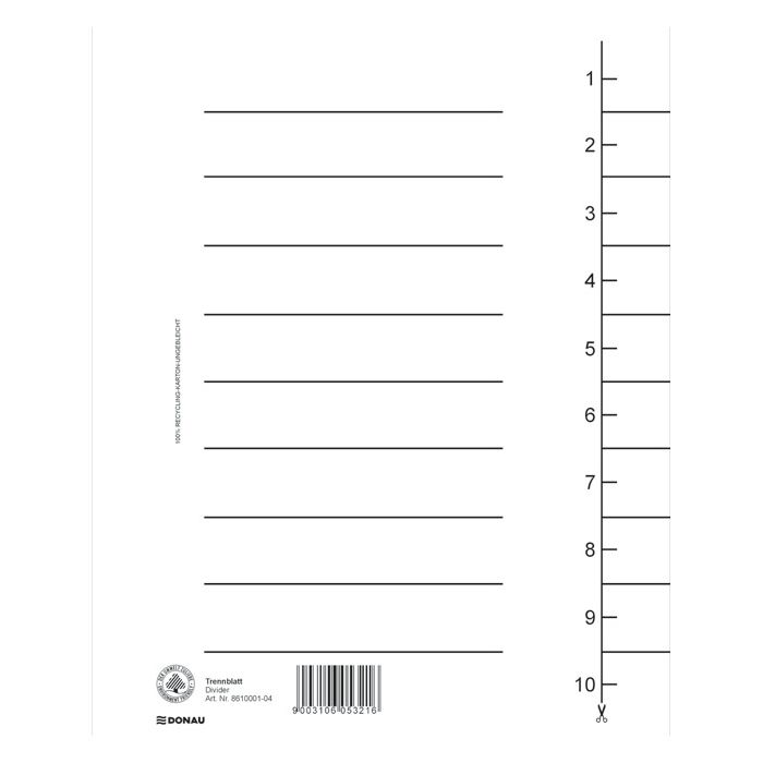 Pregrada kartonska A4 250g pk100 Donau 8610001-09 bijela