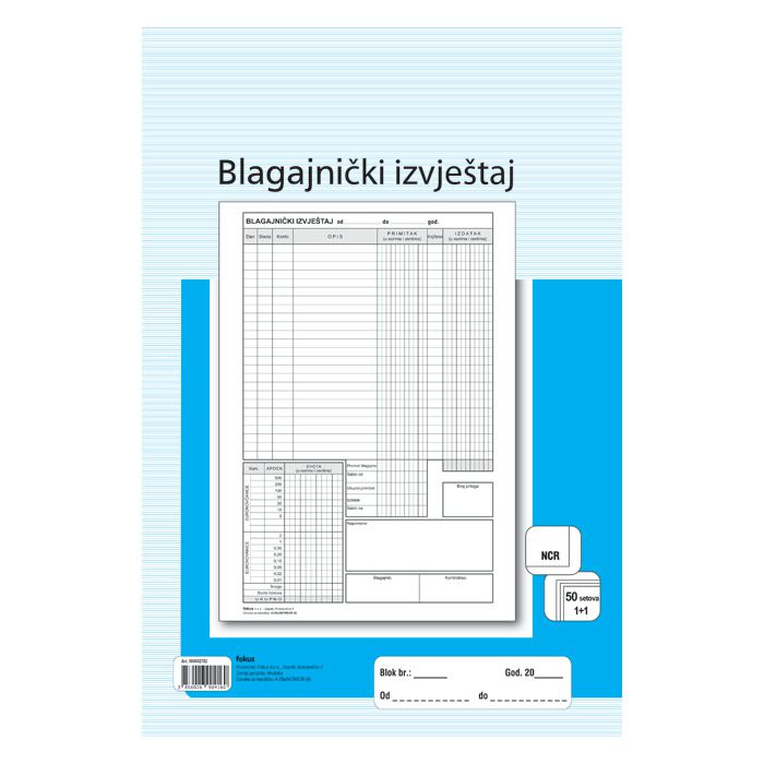 Obrazac A-28a/NCR/EUR blagajnički izvještaj A4 Fokus