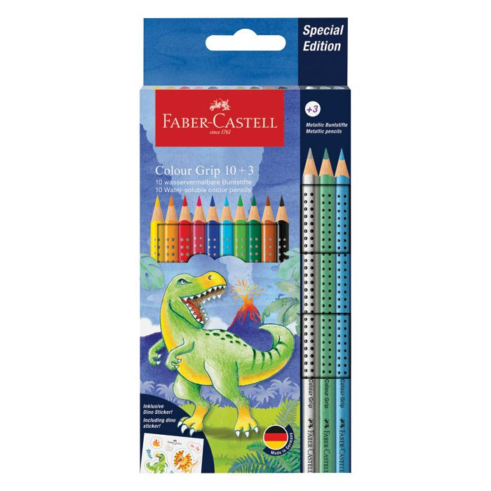 Boje drvene  10boja Grip 2001+3boje drvene metalic T-rex Faber Castell 201545 blister