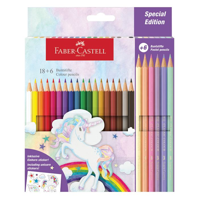 Boje drvene  18boja +6boja drvenih pastel Unicorn Faber Castell 111221 blister