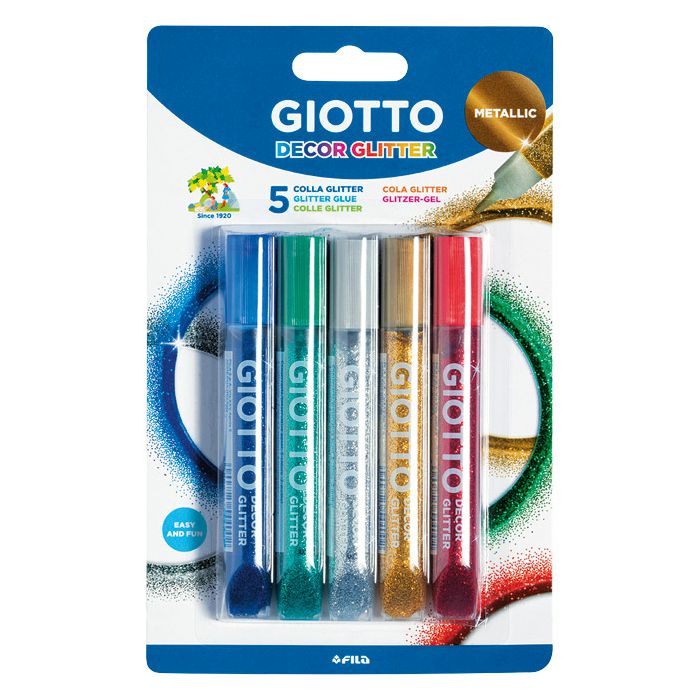 Ljepilo glitter 10,5mlx5boja Giotto Metallic Fila 5451 blister