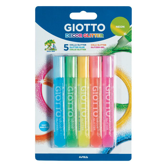Ljepilo glitter 10,5mlx5boja Giotto Neon Fila 5453 blister