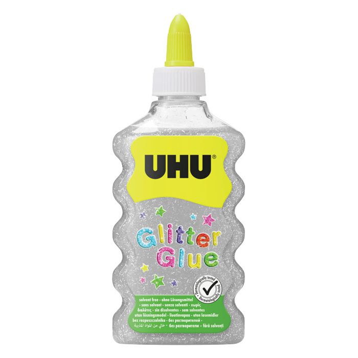 Ljepilo glitter glue 177ml UHU srebrno