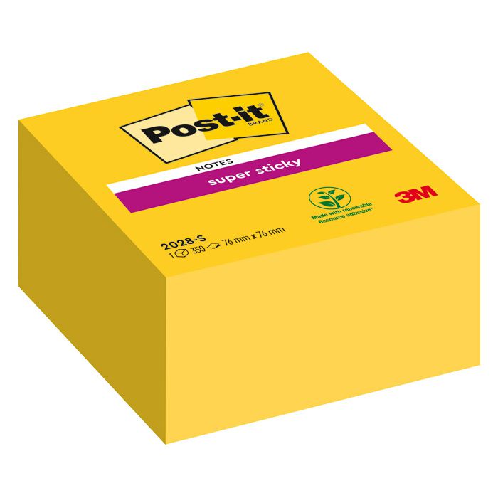 Blok samoljepljiv kocka 76x76mm 350L Super sticky Post-it 3M.2028S žuti