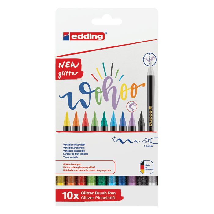 Flomaster brushpen 1-6mm 10boja glitter Edding 1340/10 blister