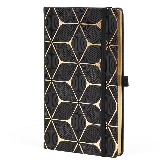 Notes 13x21cm crte 96L s gumicom Castelli Gold Flower crno/zlatni