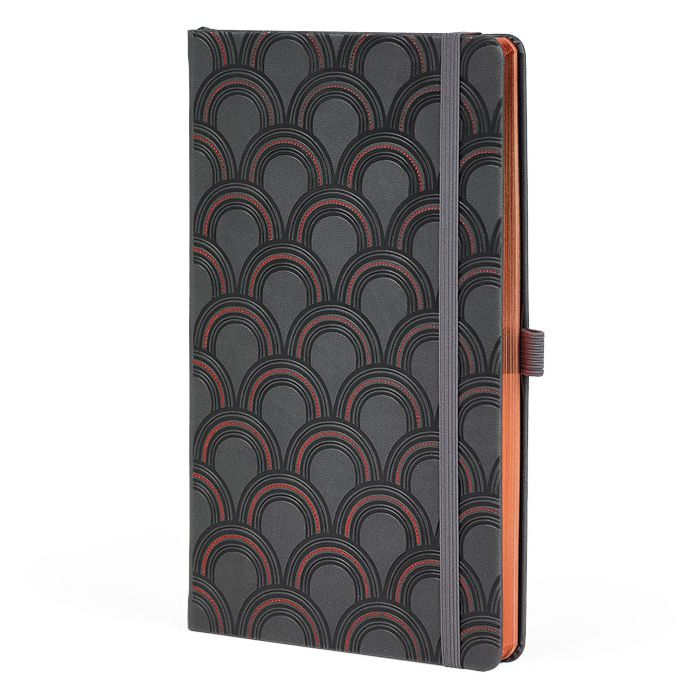 Notes 13x21 cm crte 96L s gumicom Castelli Copper Art Deco antracit/bakreni