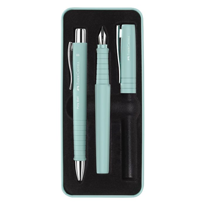 Garnitura olovka kemijska+nalivpero Poly u met.kut. Faber Castell 241053 pastelno tirkizna