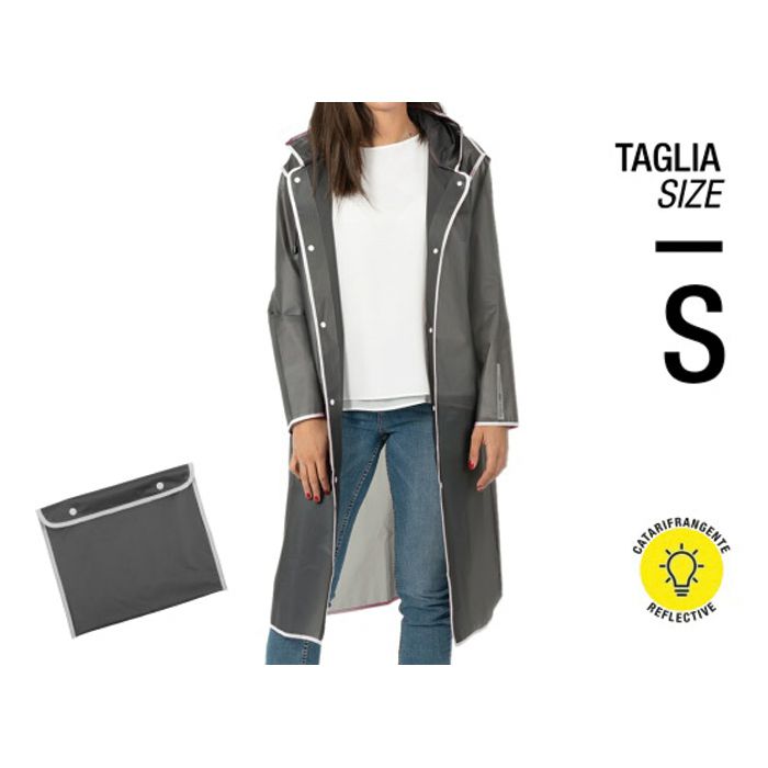 Kabanica reflektirajući rub, bijeli gumbi Perletti 14218 prozirno-siva S