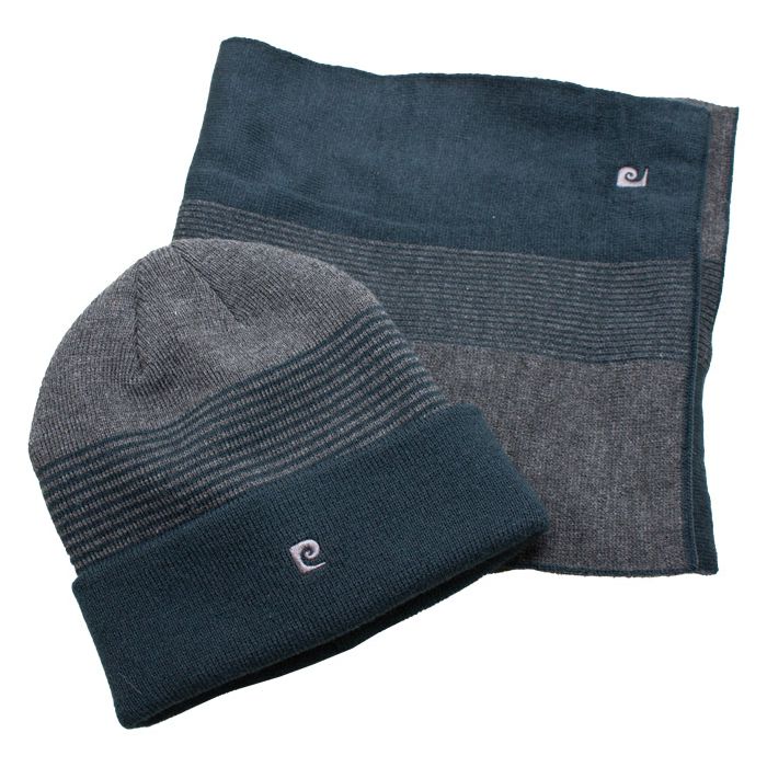 Set poklon muški kapa i šal Pierre Cardin 2VB01 plavo-sivi