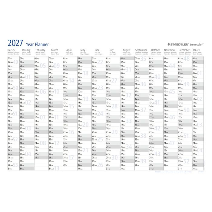 Ploča planer godišnji za 2027.Lumocolor Staedtler 641 YP-1 27