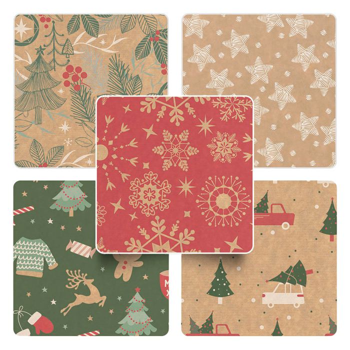 Papir ukrasni rola 70x200 cm Christmas Kraft novogodišnji Interdruk