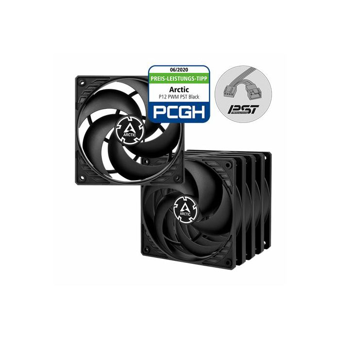 Arctic P12 PWM PST (Black) - 5 Pack