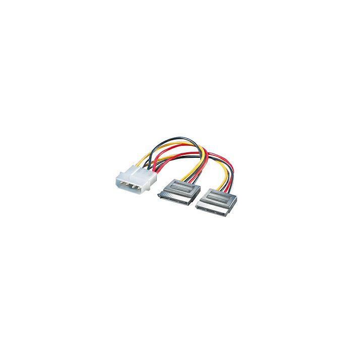 Roline interni Y-naponski kabel, 4-pin M HDD na 2×SATA, 0.12m