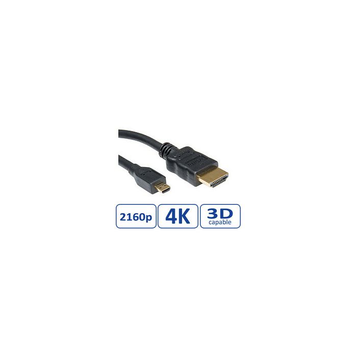 Roline HDMI kabel sa mrežom, TIP A (M) - TIP D (M) (micro), 2.0m