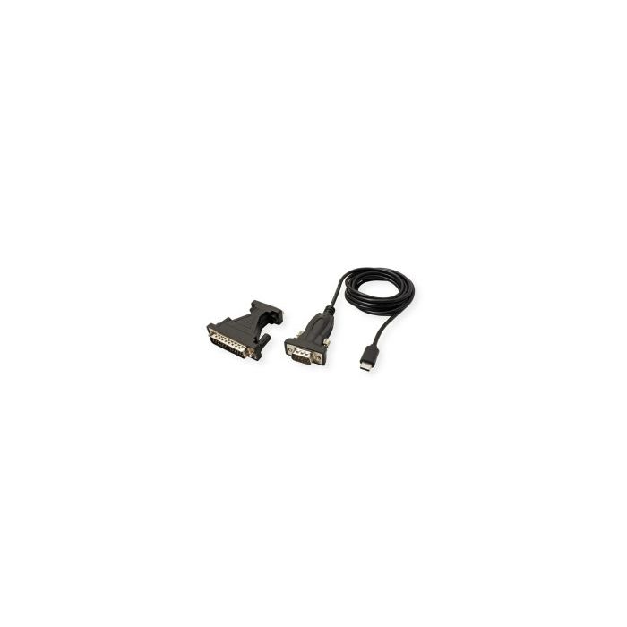 Roline VALUE adapter/kabel USB-C na RS232, crni, 1.8m