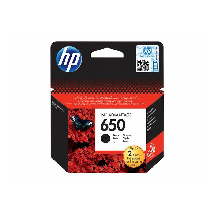 HP 650 Black Original Ink Advant. Cartr.