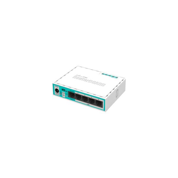 Mikrotik RB750r2 RouterBOARD hEX lite, QCA9531 850MHz CPU, 64MB RAM, 5×LAN ulaza, RouterOS L4, plastično kućište, PSU