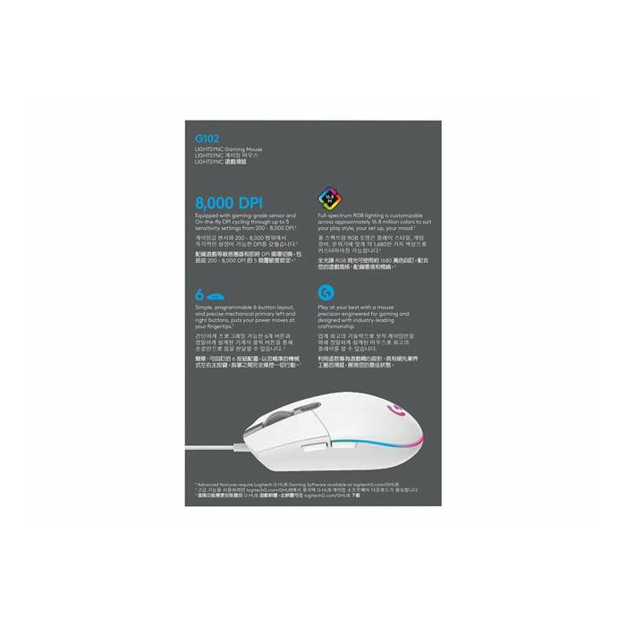 LOGI G102 LIGHTSYNC - WHITE - EER