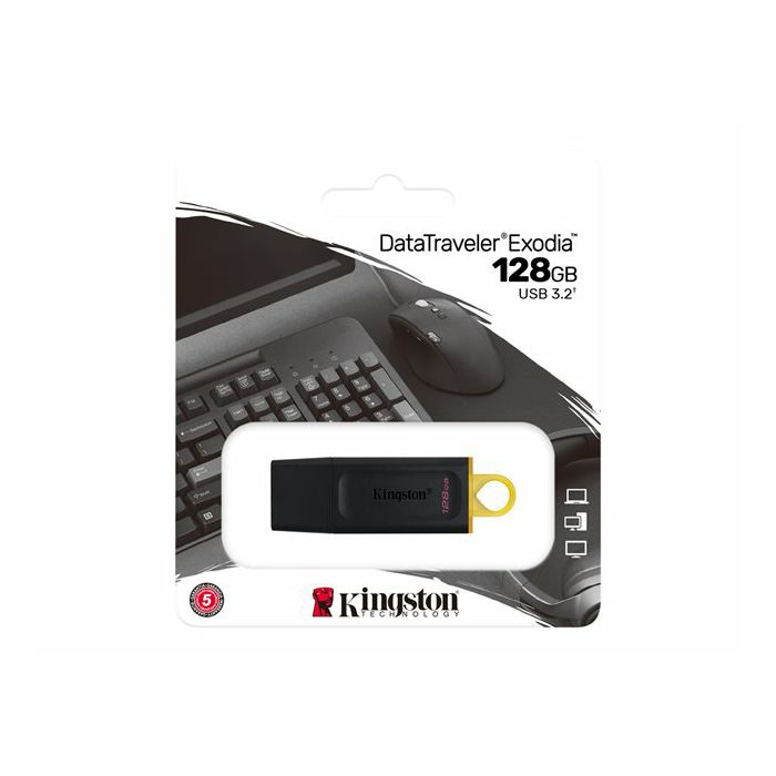 KINGSTON 128GB USB3.2 Gen1 DT Bk+Yellow