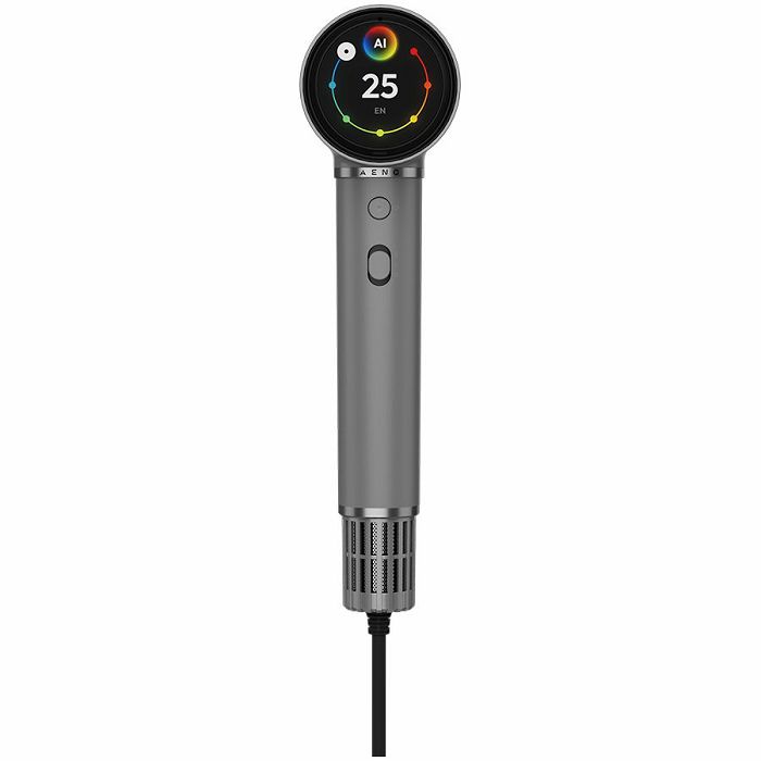 High Speed Hair Dryer, Grey, 220V-240V~50-60Hz, 1500W, Voice Control, Ionizer, Touch LCD, Infrared Nursing, Infrared Distance Protection, AI Control, Gravity Sensor 110000RPM, Noise less than 67dB