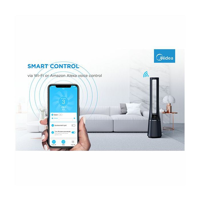 Bladeless Fan & air purifier, Smart WiFi, digital with IOT and remote, H13 HEPA filter, 10 speeds, wide oscillation, ION mode, up to 48 m2, timer, INTELLIGENT WIND, sleep mode, Led display