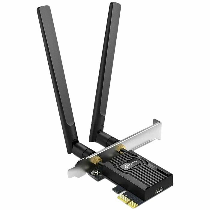 AX3000 Dual Band Wi-Fi 6 Bluetooth PCI Express AdapterSPEED: 2402 Mbps at 5 GHz + 574 Mbps at 2.4 GHzSPEC: 2× High Gain External AntennasFEATURE: MU-MIMO, OFDMA, 1024 QAM, HE160, WPA3, Bluetooth 5.2