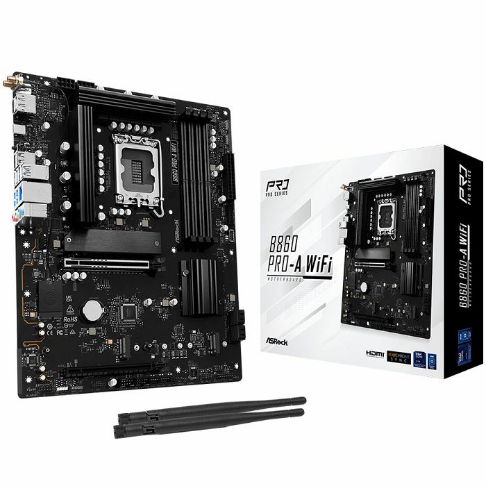 ASROCK B860 PRO-A WIFI, Socket 1851, 4x DDR5, WiFi, Bluetooth, ATX