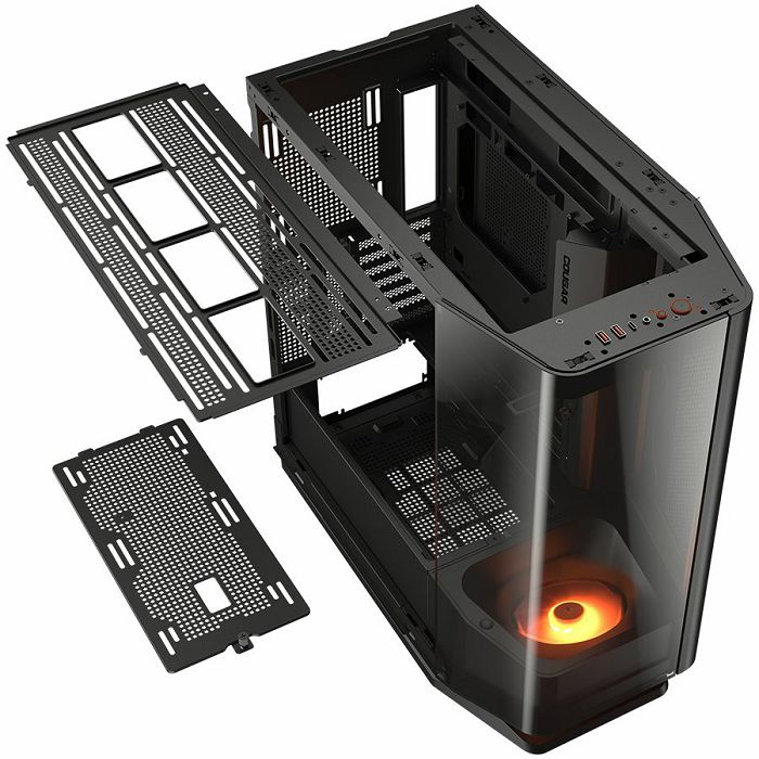 COUGAR | FV270 Black | PC Case | Mid tower / Tempered, Curved Glass Perimeter / Quick Detachable Air Filters / Up to 9 Fans (1x120mm RGB Preinstalled) / Black