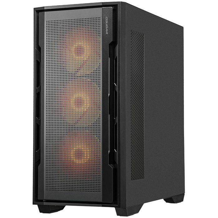 COUGAR | Uniface RGB Black | PC Case | Mid Tower / Mesh Front Panel / 4 x 120mm ARGB Fans / TG Left Panel / Black