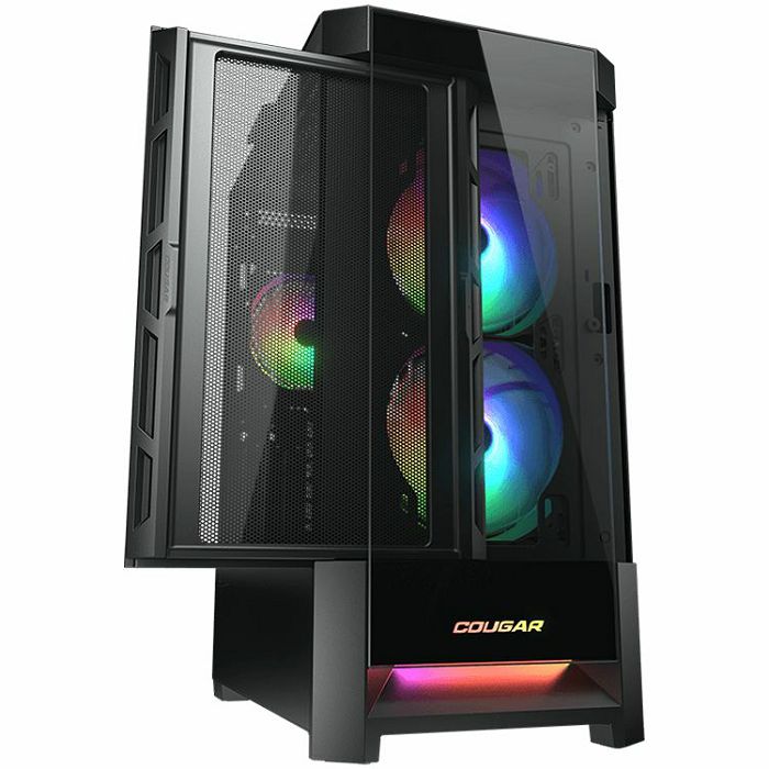 COUGAR | Duoface RGB Black | PC Case | Mid Tower / Airflow Front Panel / 2 x 140mm & 1x 120mm ARGB Fans incl. / TG Left Panel