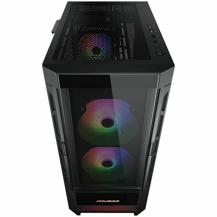 COUGAR | Duoface RGB Black | PC Case | Mid Tower / Airflow Front Panel / 2 x 140mm & 1x 120mm ARGB Fans incl. / TG Left Panel