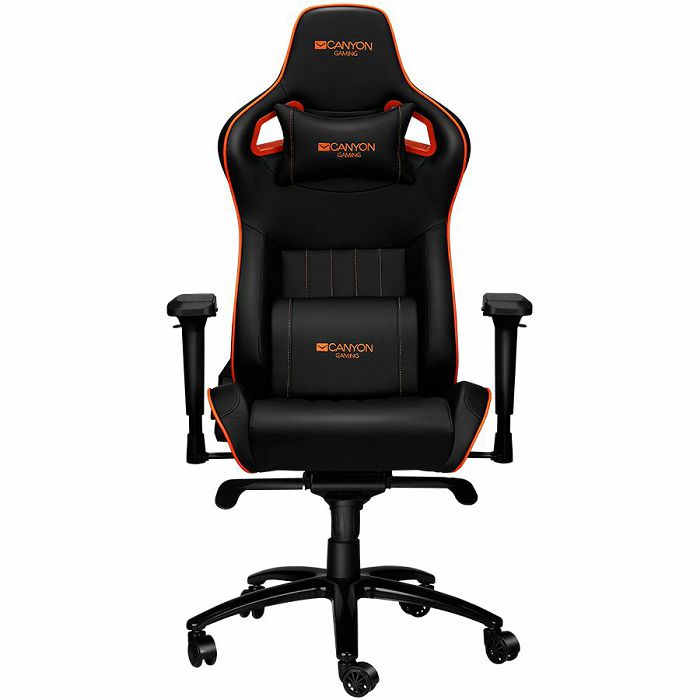 Gaming chair, PU leather, Cold molded foam, Metal Frame , Frog mechanism, 90-165 dgree, 4D armrest, Tilt Lock, Class 4 gas lift, metal 5 Stars Base, 60mm PU caster,black+Orange.