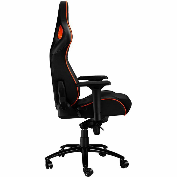 Gaming chair, PU leather, Cold molded foam, Metal Frame , Frog mechanism, 90-165 dgree, 4D armrest, Tilt Lock, Class 4 gas lift, metal 5 Stars Base, 60mm PU caster,black+Orange.