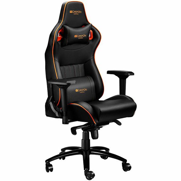 Gaming chair, PU leather, Cold molded foam, Metal Frame , Frog mechanism, 90-165 dgree, 4D armrest, Tilt Lock, Class 4 gas lift, metal 5 Stars Base, 60mm PU caster,black+Orange.