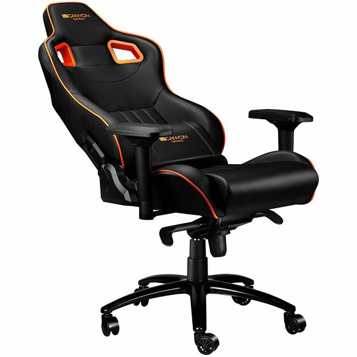 Gaming chair, PU leather, Cold molded foam, Metal Frame , Frog mechanism, 90-165 dgree, 4D armrest, Tilt Lock, Class 4 gas lift, metal 5 Stars Base, 60mm PU caster,black+Orange.