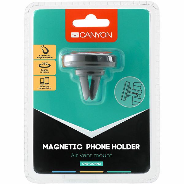 Canyon CH-2 Car Holder for Smartphones,magnetic suction function ,with 2 plates(rectangle/circle), black ,44*44*40mm 0.035kg
