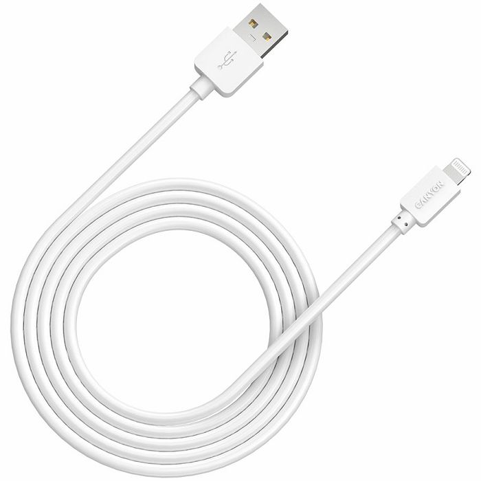 CANYON Lightning USB Cable for Apple, round, 1M, White